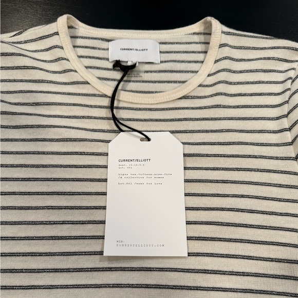 NWT Current Elliott Off White Metallic Striped Quince Midi Dress Womens Small - Picture 6 of 13